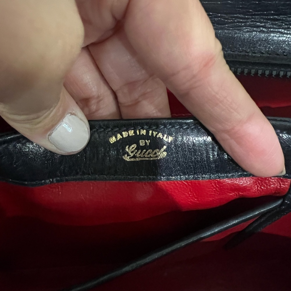 Clearance! Vintage Gucci bag - Gucci Kelly handbag dark blue - Picture 11 of 17